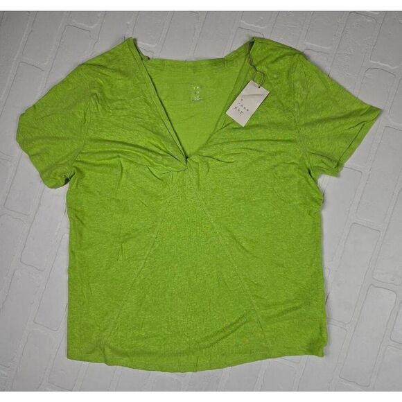 A New Day Lime Twisted V-Neck Top XXL - Picture 1 of 2